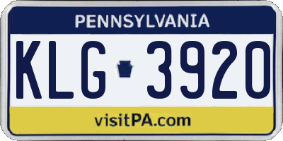 PA license plate KLG3920
