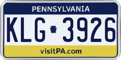 PA license plate KLG3926