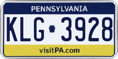 PA license plate KLG3928