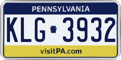 PA license plate KLG3932