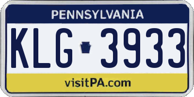 PA license plate KLG3933