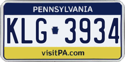 PA license plate KLG3934