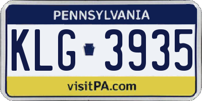 PA license plate KLG3935