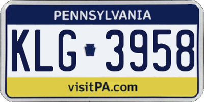 PA license plate KLG3958