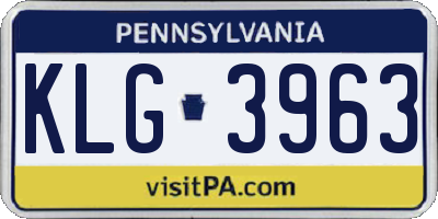 PA license plate KLG3963