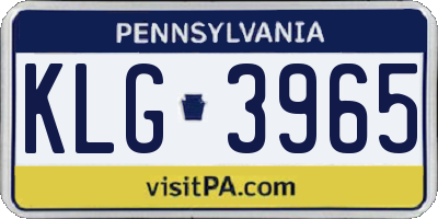 PA license plate KLG3965
