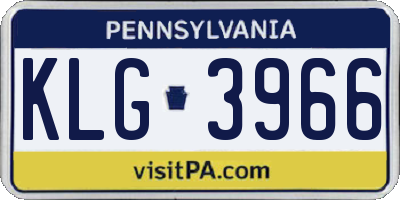 PA license plate KLG3966