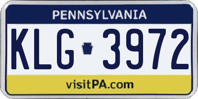PA license plate KLG3972
