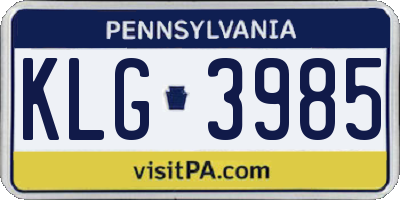 PA license plate KLG3985