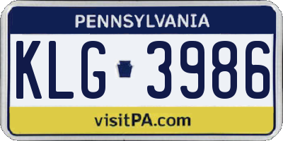 PA license plate KLG3986