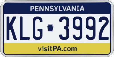 PA license plate KLG3992