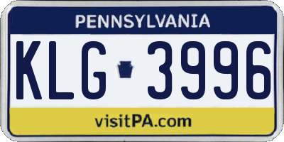 PA license plate KLG3996