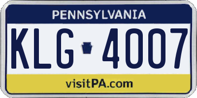 PA license plate KLG4007