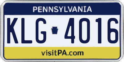 PA license plate KLG4016