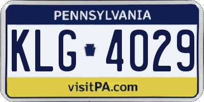 PA license plate KLG4029