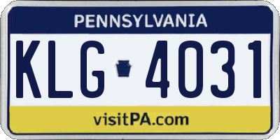 PA license plate KLG4031