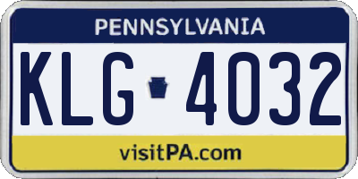 PA license plate KLG4032