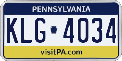 PA license plate KLG4034