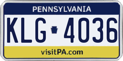 PA license plate KLG4036