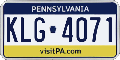 PA license plate KLG4071