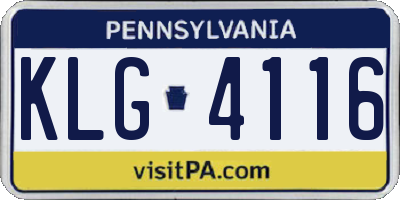 PA license plate KLG4116