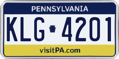 PA license plate KLG4201