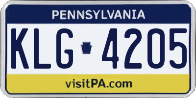 PA license plate KLG4205