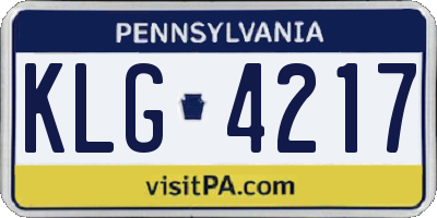 PA license plate KLG4217