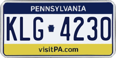 PA license plate KLG4230