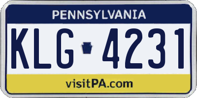 PA license plate KLG4231