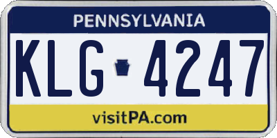 PA license plate KLG4247