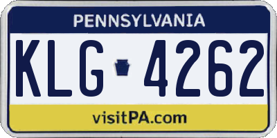 PA license plate KLG4262
