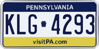 PA license plate KLG4293