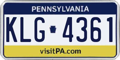PA license plate KLG4361