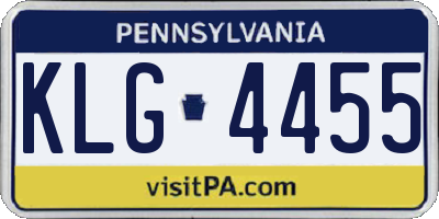 PA license plate KLG4455