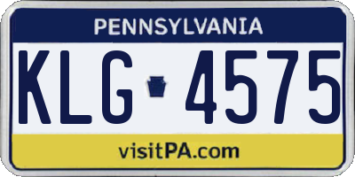 PA license plate KLG4575