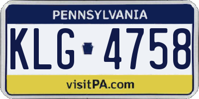 PA license plate KLG4758