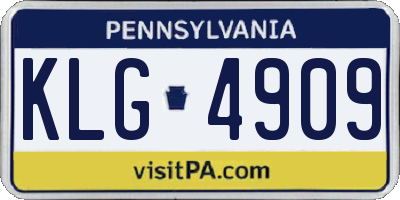 PA license plate KLG4909