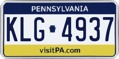 PA license plate KLG4937