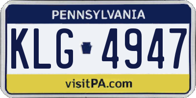 PA license plate KLG4947