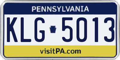 PA license plate KLG5013