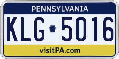 PA license plate KLG5016