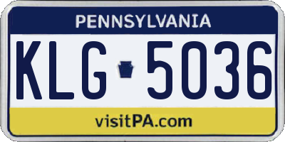 PA license plate KLG5036