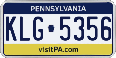 PA license plate KLG5356