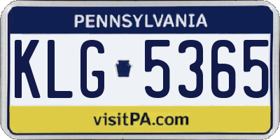 PA license plate KLG5365