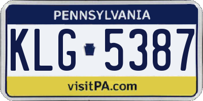 PA license plate KLG5387