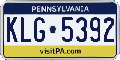 PA license plate KLG5392
