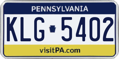 PA license plate KLG5402