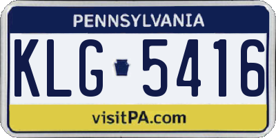 PA license plate KLG5416
