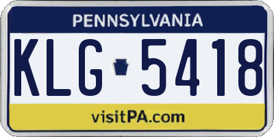 PA license plate KLG5418